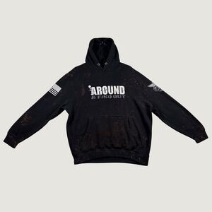 We The People Holsters Hoodie Mens Around & Find Out Bleached Distressed Black L